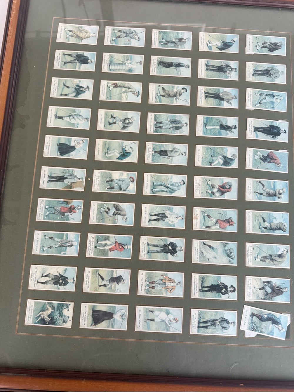 Framed Vintage Sports Figure Cigarette Cards Art - Green Mat